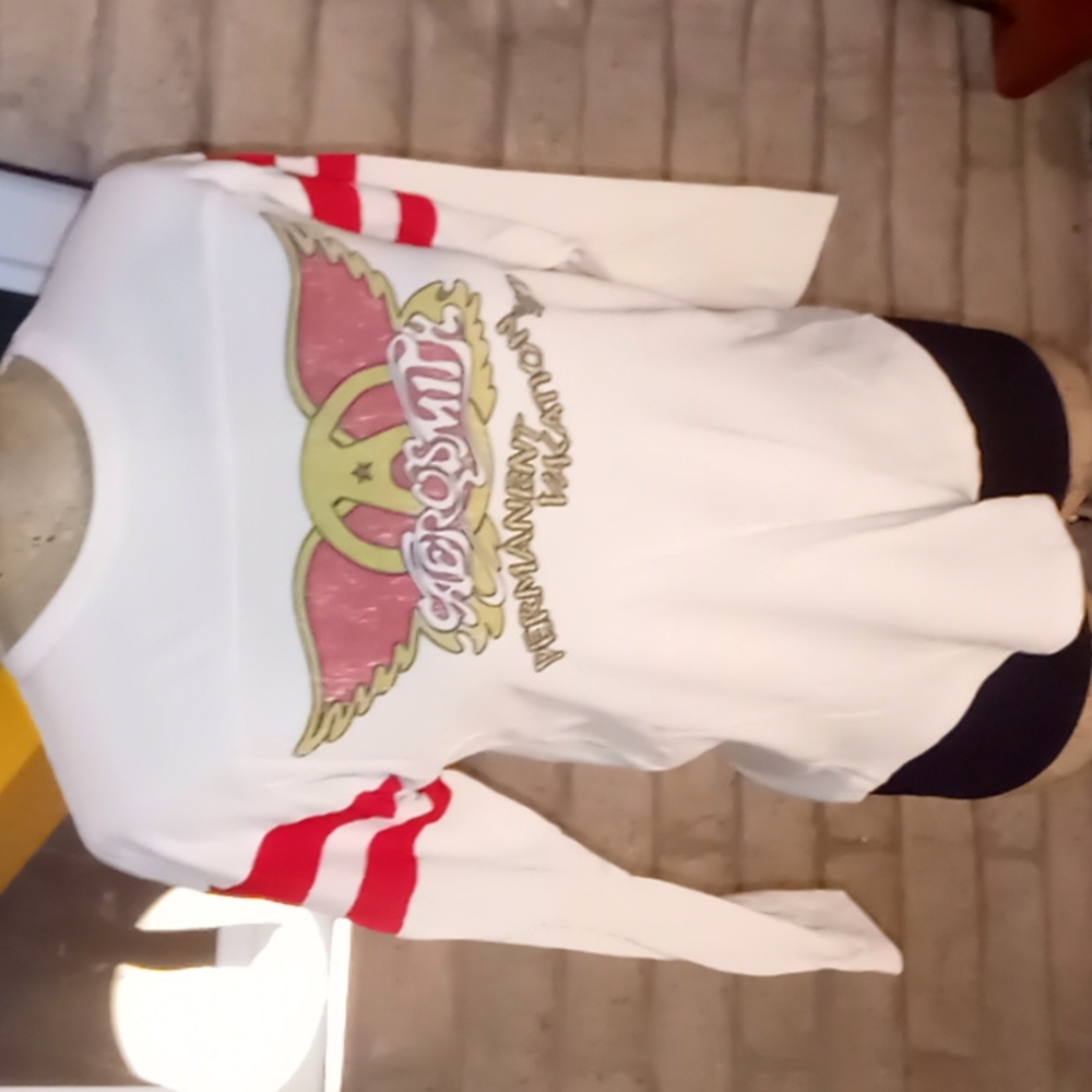 Aerosmith permanent vacation '87 women's MED forever21 3/4 sleeve baseball T 17